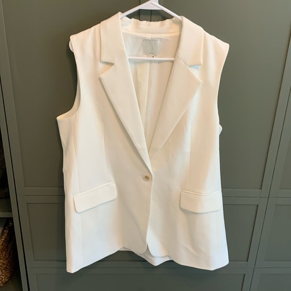 Joie Sleeveless Blazer Vest Size 12 Business Casual Office Workwear White - Picture 1 of 3